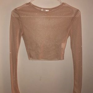 Nude Glitter Crop Top